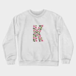 Floral Monogram Letter K Crewneck Sweatshirt